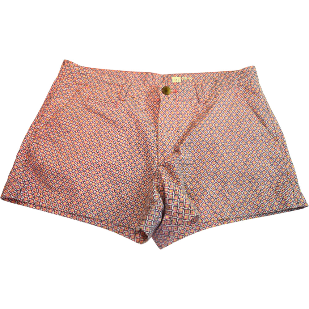 Gap Women's 3" City Short Size 6 R Pink Orange Diamond Print Mid-Rise Stretch